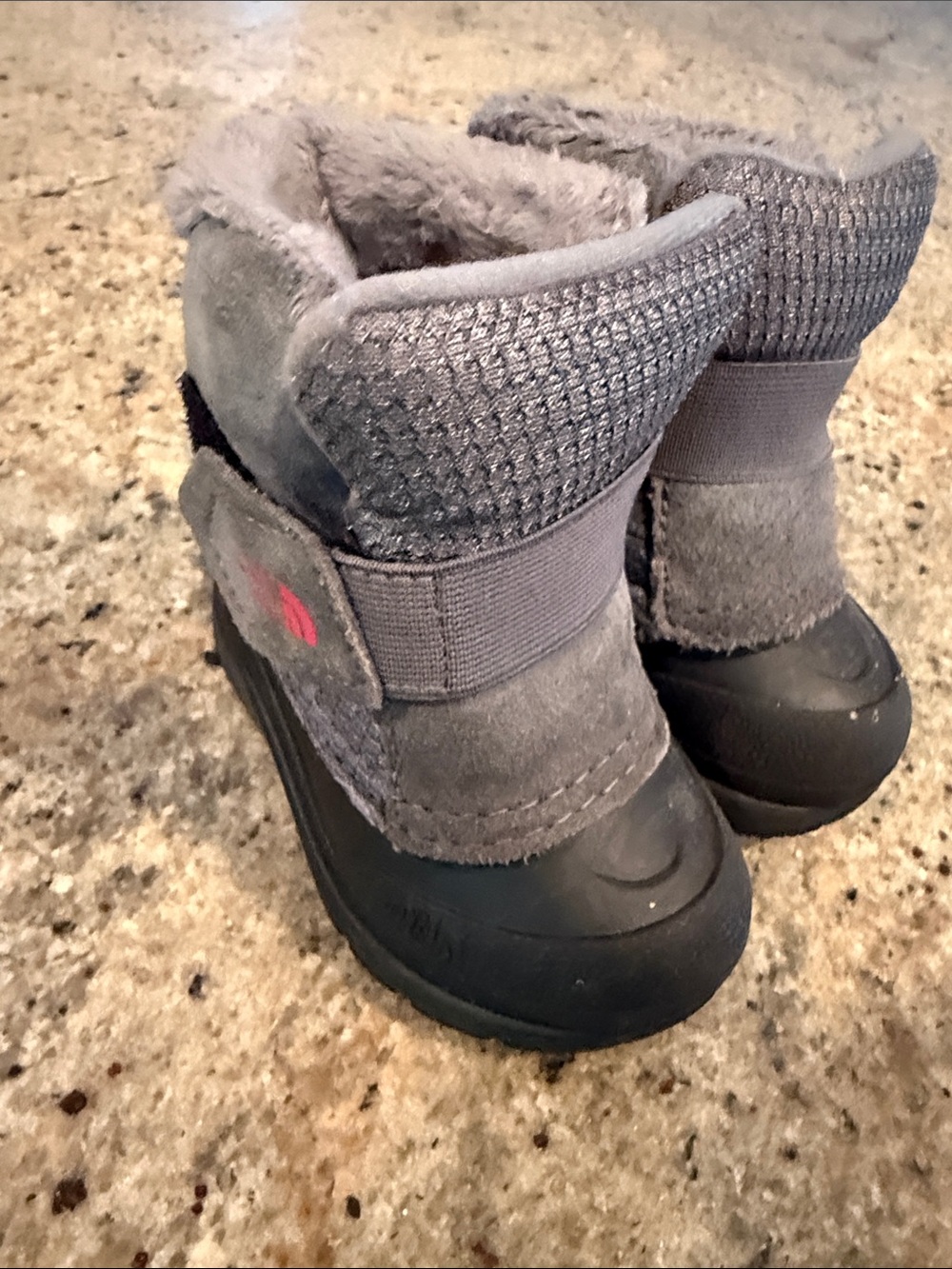 The North Face Kids Gray Winter Rain & Snow Boots with Pink Logo